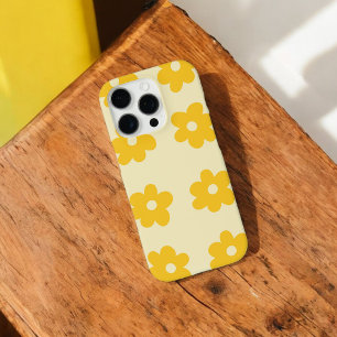 Coque iPhone 16 Pro Jaune rétro Beige Floral Whimsical Preppy Hippie