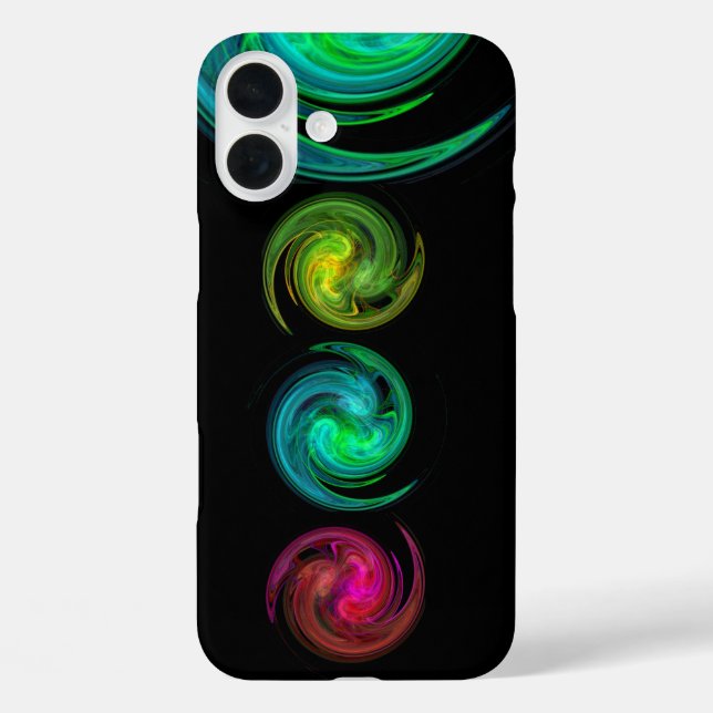 Coques Case-Mate iPhone JAUNE ROUGE BLEU CLAIR VORTEX Fractal Art, Noir (Verso)