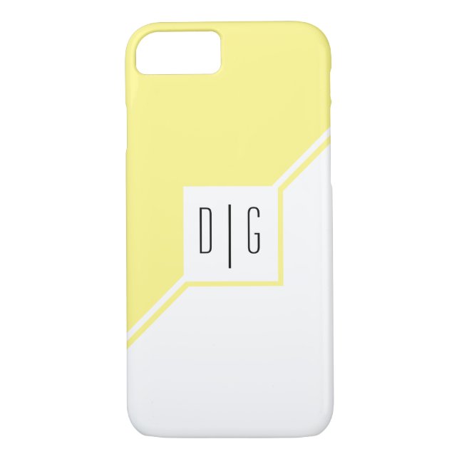 Coques Case-Mate iPhone Jaune, triangles blancs, monogramme moderne géomét (Dos)