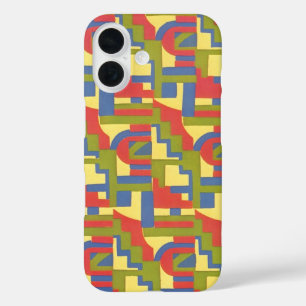 Coques iPhone 16 Jazz Art Déco Rétro, Motifs Géométriques en Escali