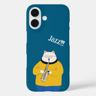 Coque Pour iPhone 16 Jazz cat, personnalisé