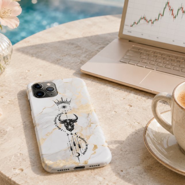 Coques Case-Mate iPhone Je crois en moi-même trader premium (Product shown in an AI-assisted illustrative lifestyle setting.)