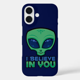 Coque Pour iPhone 16 Je Crois En Vous Alien De Dessin Amical