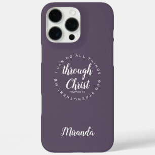 Coque iPhone 16 Pro Max Je Peux Faire Tout Par Le Christ Citer Violet
