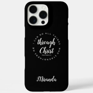 Coque iPhone 16 Pro Max Je Peux Faire Toutes Les Choses Bible Verse Noir &