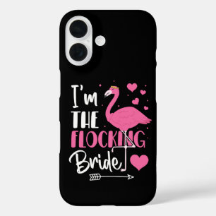 Coque Pour iPhone 16 Je suis la mariée en troupeau de flamants roses - 