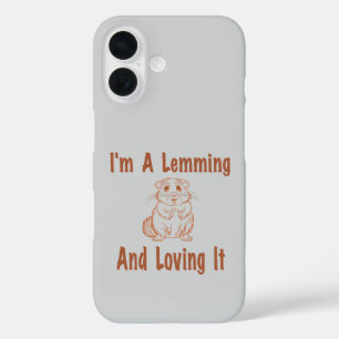 Coque Pour iPhone 16 Je suis un Lemming et l'amour Dessin Texte en Brow
