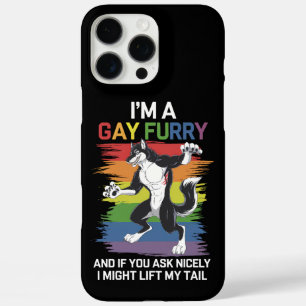 Coque iPhone 16 Pro Max Je suis une fierté LGBTQ arc-en-ciel renard furry