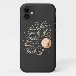 Coque Case-Mate iPhone Je t'aime au noir de lune et de dos