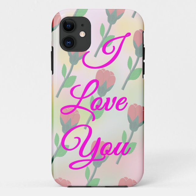 Coques Case-Mate iPhone Je t'aime avec motif de fleurs rouges (Dos)