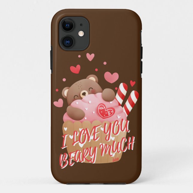 Coques Case-Mate iPhone JE T'AIME BEARY BEAUCOUP drôle valentine's day (Dos)