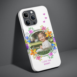 Coque Case-Mate iPhone JE T'AIME MAMIE Photo Floral Coloré Moderne