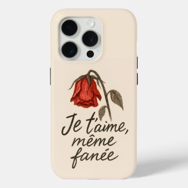 Coques Case-Mate iPhone Je t'aime rose flétrie (Verso)