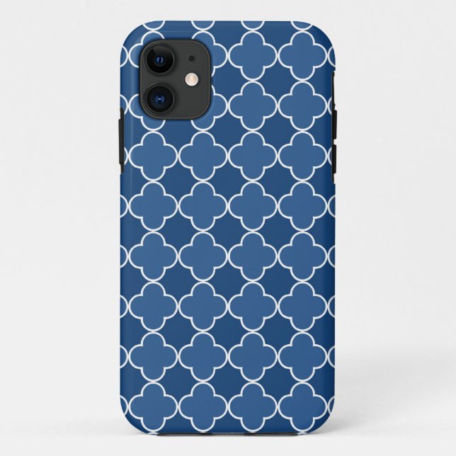 Coques Case-Mate iPhone je téléphone le motif de Quatrefoil de 5 bleus (Dos)