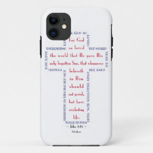 Coques Pour iPhone Jean 3:16 Croix Rouge, Blanche et Bleue