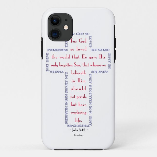 Coques Case-Mate iPhone Jean 3:16 Croix Rouge, Blanche et Bleue (Dos)