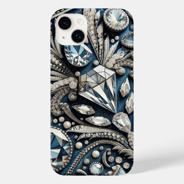Coques Case-Mate iPhone Jean à strass et pierres précieuses Denim & Diamon (Verso)