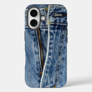 Coque Pour iPhone 16 Jeans bleus dézippés