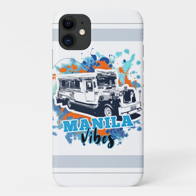 Coques Case-Mate iPhone Jeepney Manille Vibes Bleu Orange (Dos)
