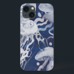 Coque Case-Mate iPhone Jellyfish on Navy Background<br><div class="desc">Jellyfish on Navy Background Artist : Grace Popp</div>
