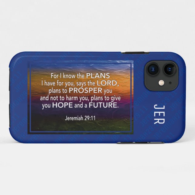 Coques Case-Mate iPhone Jérémie 29:11 | CAR JE CONNAIS LES PLANS Bible BLU (Dos (Horizontal))