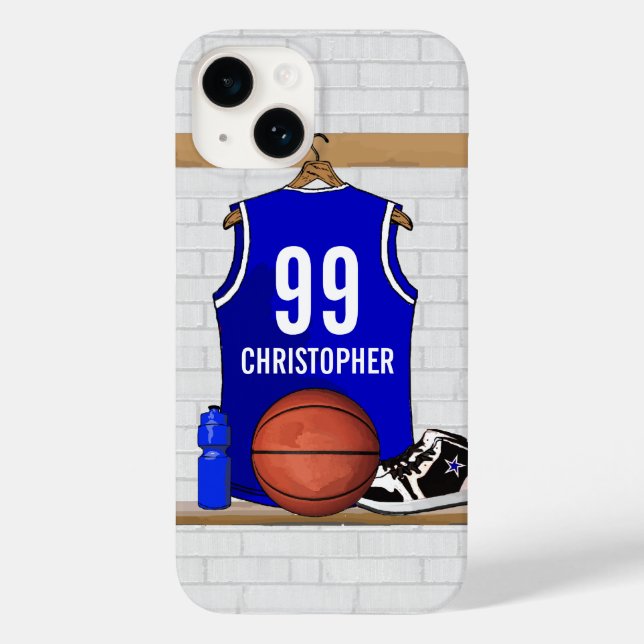 Coques Case-Mate iPhone Jersey Blue and White Basketball (Verso)