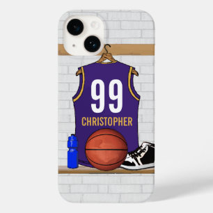 Coque Pour iPhone 14 Jersey de basket-ball personnalisé en violet et e