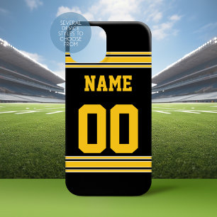 Coque Case-Mate iPhone Jersey de football en or noir avec le numéro de no