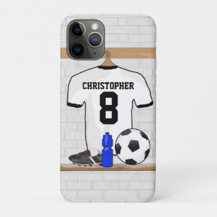 Coque iPhone 11 Pro Jersey de football noir blanc personnalisé