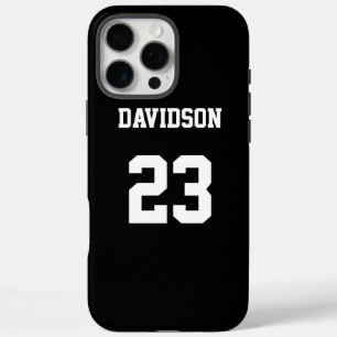 Coque iPhone 16 Pro Max Jersey noir et blanc personnalisé