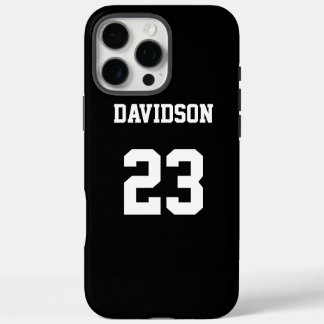 Coque iPhone 16 Pro Max Jersey noir et blanc personnalisé
