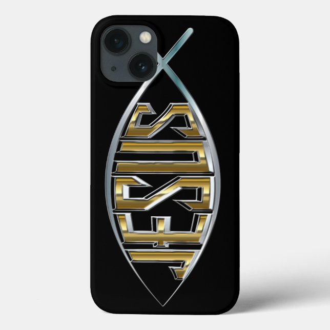 Coques Case-Mate iPhone Jésus dans un symbole de poisson (Verso)
