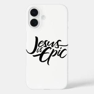 Coque Pour iPhone 16 Jésus est ÉPIQUE - Lettrage Calligraphie Chrétienn