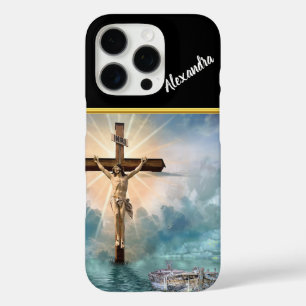 Coque iPhone 16 Pro Jésus suspendu à une croix de crucifixion chrétien