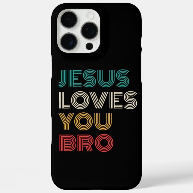 Coques Case-Mate iPhone Jésus Vous Aime Bro, Drôle Foi Chrétienne Rétro (Verso)