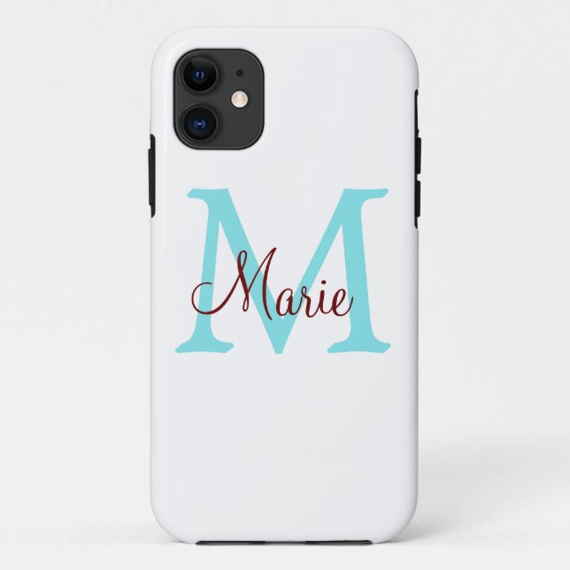 Coques Case-Mate iPhone jeté simple minimal ajouter nom monogramme rose ro (Dos)