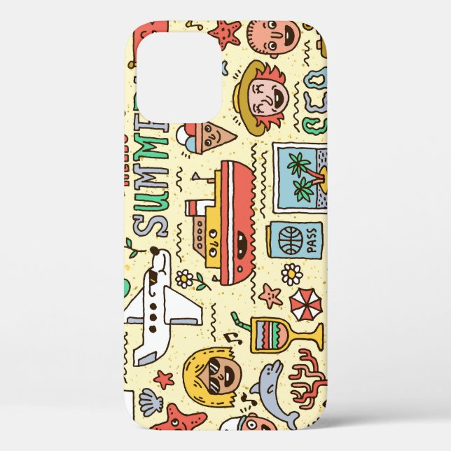 Coques Case-Mate iPhone Jeu de doodles de voyage (Verso)