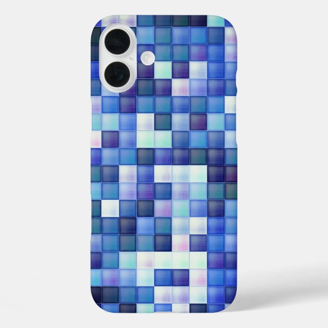 Coques Case-Mate iPhone Jeu vidéo Pixels Carré bleu Motif (Verso)