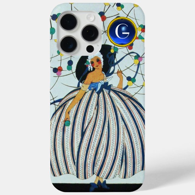 Coques Case-Mate iPhone JEUNE JEUNE FILLE BELLE Mode bleu Monogramme (Verso)