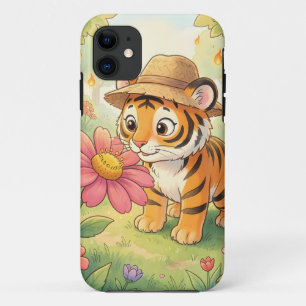 Case-Mate iPhone Case Jeune tigre mignon avec chapeau dans le jardin