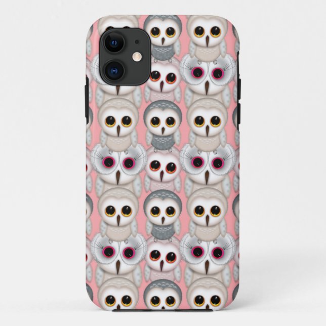 Coques Case-Mate iPhone Jeunes Hiboux sur Motif Rose (Dos)