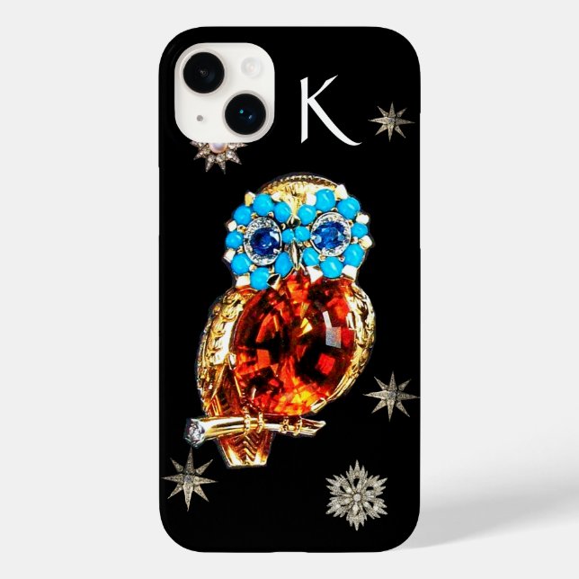 Coques Case-Mate iPhone JEWEL OWL, ÉTOILES DE DIAMANT, Or, Turquoise Bleu, (Verso)