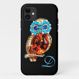 Coques Pour iPhone JEWEL OWL MONOGRAM Or, Turquase Bleue Topaz