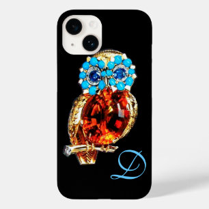 Coques Pour iPhone JEWEL OWL MONOGRAM Or, Turquase Bleue Topaz
