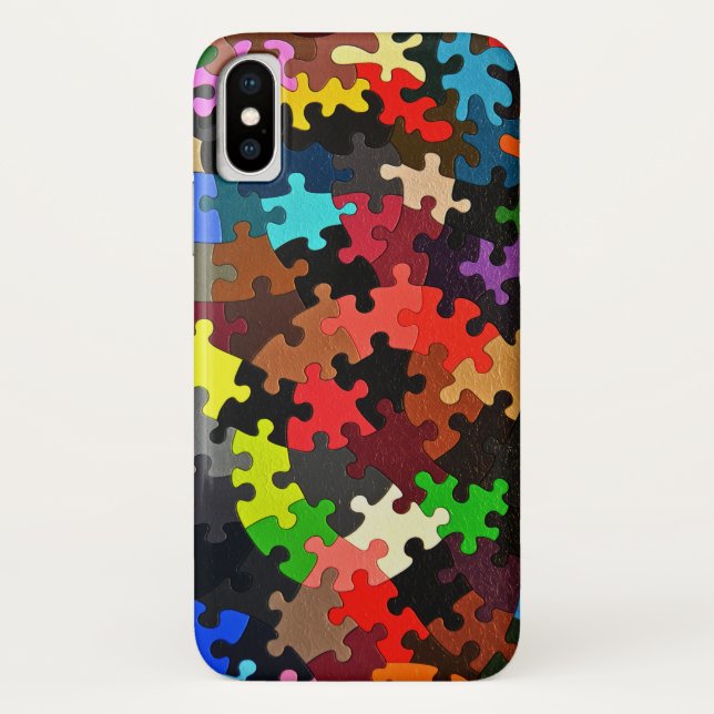 Coques Case-Mate iPhone Jigsaw Puzzle pièces sur noir (Dos)
