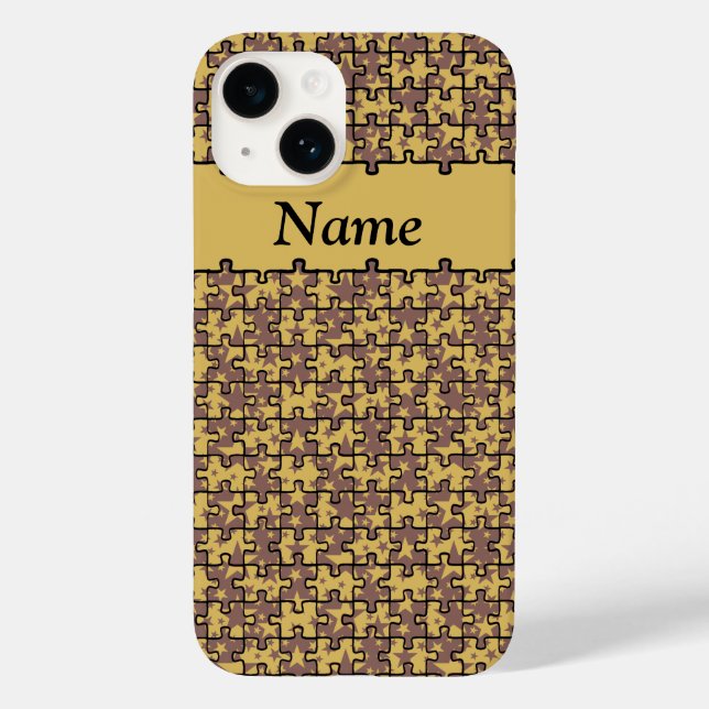 Coques Case-Mate iPhone Jigsaw Stars chocolat et jaune personnalisé (Verso)