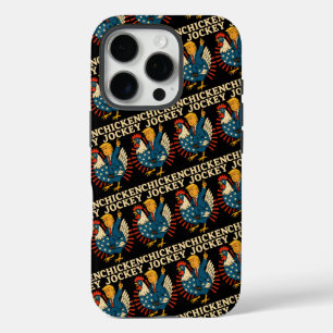 Coque iPhone 16 Pro Jockey de poulet Trump Mème amusant