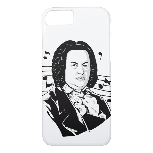 Coques Case-Mate iPhone Johann Sebastian Bach Portrait et buste avec notes (Dos)