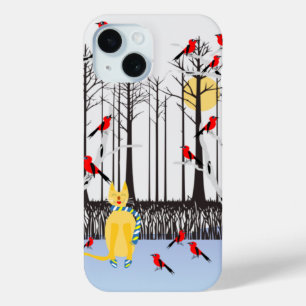 Coque Case-Mate iPhone Joie d'hiver - Chat avec foulard Birch Trees Cardi