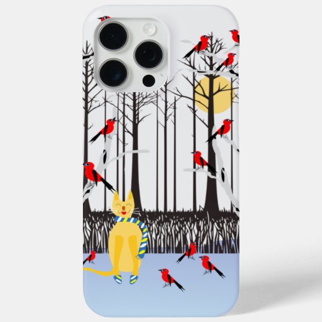 Coques Case-Mate iPhone Joie d'hiver - Chat avec foulard Birch Trees Cardi (Verso)